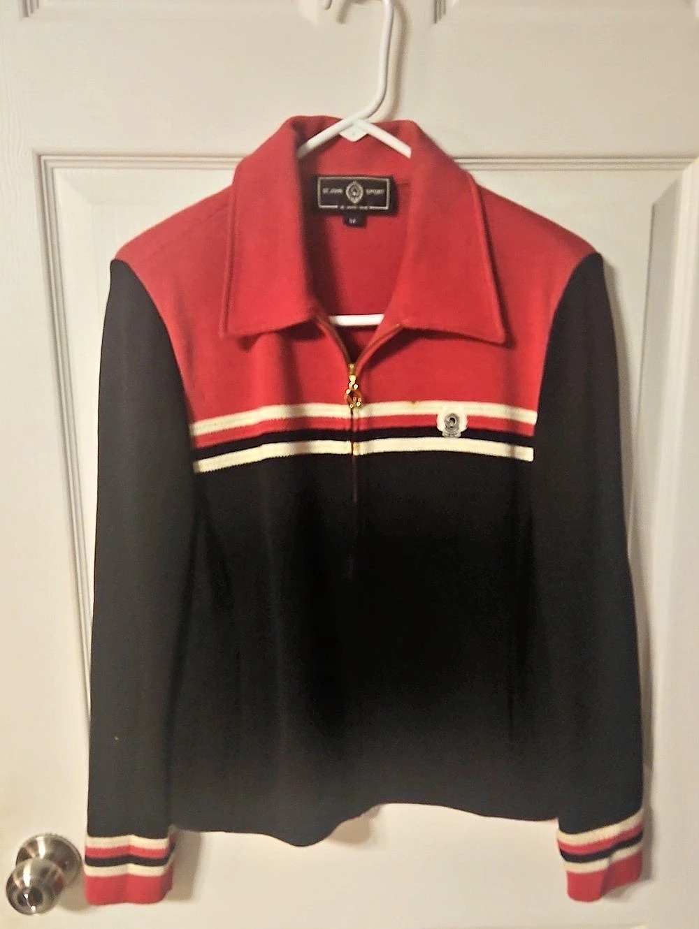 St John Sport Color Block Knit Jacket Size Medium Like New